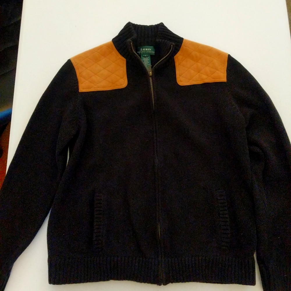 Lauren Ralph Lauren Zip Up Cotton Jacket Sz Large Green Label